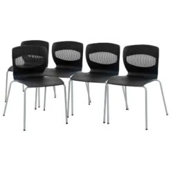 Flash Furniture HERCULES Series Set Of 5 Commercial Grade 770 Lb. Capacity Ergonomic Stack Chair With Lumbar Support And Steel Frame -Flash Furniture GUEST 5c14e499 7301 4273 8da1 9e7f18d59a15