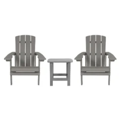 Flash Furniture 2 Pack Charlestown All-Weather Poly Resin Wood Adirondack Chairs With Side Table -Flash Furniture GUEST 5ce216ab 76b1 49b9 a5bd f8038216a237