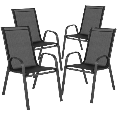 Flash Furniture 7 Piece Outdoor Patio Dining Set - Tempered Glass Patio Table, 6 Flex Comfort Stack Chairs 10 Flash Furniture 7 Piece Outdoor Patio Dining Set - Tempered Glass Patio Table, 6 Flex Comfort Stack Chairs - Image 8