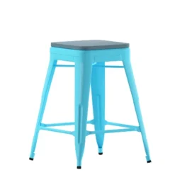 Flash Furniture Cierra Set Of 4 Commercial Grade 24" High Backless Metal Indoor Counter Height Stools With All-Weather Poly Resin Seats -Flash Furniture GUEST 5d8c5600 ebb7 43d2 8f76 b948a2790b8f
