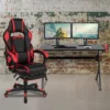 Flash Furniture Gaming Desk With Cup Holder/Headphone Hook/2 Wire Management Holes & Reclining Back/Arms Gaming Chair With Footrest