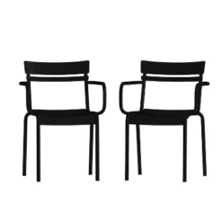 Flash Furniture Nash Commercial Grade Steel Indoor-Outdoor Stackable Chair With 2 Slats And Arms, Set Of 2 -Flash Furniture GUEST 5e694a30 1eb8 4175 81cb 1295c059ecee