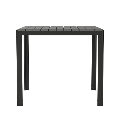 Flash Furniture Harris Commercial Grade Indoor/Outdoor Black Square Steel Patio Dining Table For 4 With Black Poly Resin Slatted Top 12 Flash Furniture Harris Commercial Grade Indoor/Outdoor Black Square Steel Patio Dining Table For 4 With Black Poly Resin Slatted Top - Image 10
