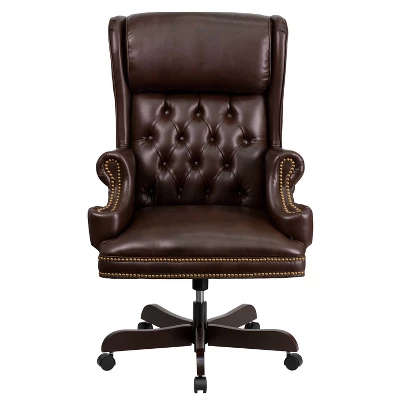High Back Traditional LeatherSoft Tufted Executive Ergonomic Office Leather Chair Brown - Flash Furniture 5 High Back Traditional LeatherSoft Tufted Executive Ergonomic Office Leather Chair Brown - Flash Furniture - Image 3