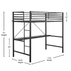 Flash Furniture Jake Metal Loft Bed Frame With Desk, Protective Guard Rails And Ladder For Kids, Teens And Adults -Flash Furniture GUEST 5f38e269 54a9 47ff b9a5 5769082cc0ff