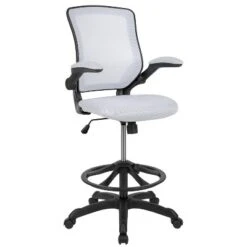 Flash Furniture Mid-Back Mesh Ergonomic Drafting Chair With Adjustable Foot Ring And Flip-Up Arms -Flash Furniture GUEST 606a7532 cdc3 416b 93b0 7f08e8218118
