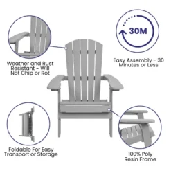 Flash Furniture Set Of 4 Charlestown All-Weather Poly Resin Folding Adirondack Chair -Flash Furniture GUEST 617b4834 26a7 42a8 ad5e ec6586a3f457
