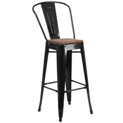 Flash Furniture 30" High Metal Barstool With Back And Wood Seat 27 Flash Furniture 30" High Metal Barstool With Back And Wood Seat -Flash Furniture GUEST 6215b277 4759 4c1f bdc7 baea1682cc8e