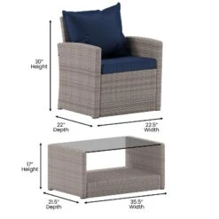Flash Furniture Aransas Series 4 Piece Patio Set With Back Pillows And Seat Cushions -Flash Furniture GUEST 624c5068 9a7e 4f03 846d 1c1f075ae096