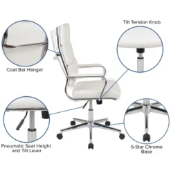 Flash Furniture Hansel High Back White LeatherSoft Contemporary Panel Executive Swivel Office Chair -Flash Furniture GUEST 62a9b4ed 7dd5 4c23 9f1b c656a0914c4a