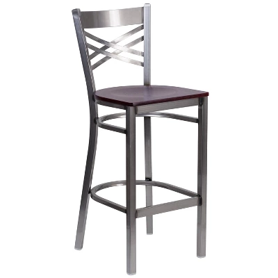 Flash Furniture Clear Coated ''X'' Back Metal Restaurant Barstool 14 Flash Furniture Clear Coated ''X'' Back Metal Restaurant Barstool - Image 12