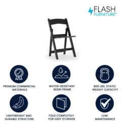 Flash Furniture HERCULES Series 800 Lb. Capacity Resin Folding Chair With Slatted Seat