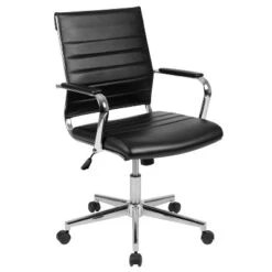 Flash Furniture Mid-Back LeatherSoft Contemporary Ribbed Executive Swivel Office Chair -Flash Furniture GUEST 63006d42 19cc 413e aae8 00668a972637