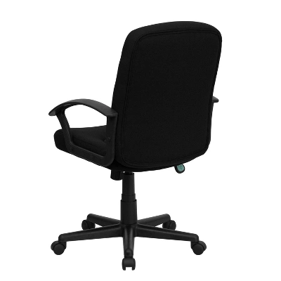Mid-Back Black Fabric Executive Swivel Office Chair With Nylon Arms Black - Flash Furniture 4 Mid-Back Black Fabric Executive Swivel Office Chair With Nylon Arms Black - Flash Furniture - Image 2