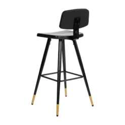 Flash Furniture Kora Commercial Grade Low Back Barstools-LeatherSoft Upholstery-Iron Frame-Integrated Footrest-Gold Tipped Legs-Set Of 2 -Flash Furniture GUEST 63967621 e824 4c5a acf9 e6bade83fd49