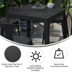 Flash Furniture All-Weather Resin Top Square Table & 4 Metal Chairs With Poly Resin Seats-Black 18 Flash Furniture All-Weather Resin Top Square Table & 4 Metal Chairs With Poly Resin Seats-Black -Flash Furniture GUEST 6442f150 7ad5 437f 9c00 423dd49c7655