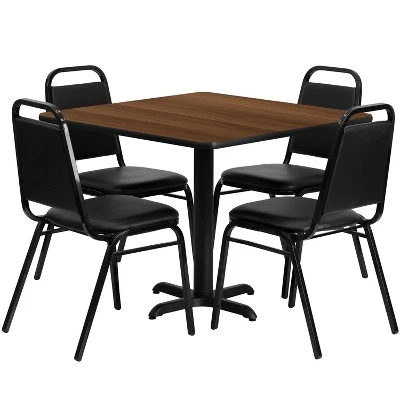 Flash Furniture 36'' Square Laminate Table Set With X-Base And 4 Trapezoidal Back Banquet Chairs 7 Flash Furniture 36'' Square Laminate Table Set With X-Base And 4 Trapezoidal Back Banquet Chairs - Image 5