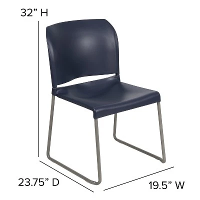 Flash Furniture HERCULES Series 880 Lb. Capacity Navy Full Back Contoured Stack Chair With Gray Powder Coated Sled Base 7 Flash Furniture HERCULES Series 880 Lb. Capacity Navy Full Back Contoured Stack Chair With Gray Powder Coated Sled Base - Image 5