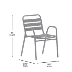 Flash Furniture Lila Commercial Metal Indoor-Outdoor Restaurant Stack Chair With Metal Triple Slat Back And Arms -Flash Furniture GUEST 650ec323 878b 4faa 831e cca7982c31fe