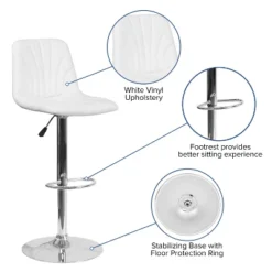 Flash Furniture Contemporary Vinyl Adjustable Height Barstool With Embellished Stitch Design And Chrome Base -Flash Furniture GUEST 655658c9 0740 4b6e 9274 c0cdd978f9fd