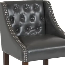 Flash Furniture Carmel Series 24" High Transitional Tufted Walnut Counter Height Stool With Accent Nail Trim -Flash Furniture GUEST 65620c39 4c71 4608 9f38 f9c526d70fce