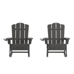Flash Furniture Newport HDPE Adirondack Chair With Cup Holder And Pull Out Ottoman, All-Weather HDPE Indoor/Outdoor Chair -Flash Furniture GUEST 6675ae28 c4b1 441b 859b 1ac644096e89