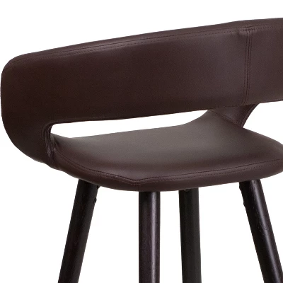 Flash Furniture Brynn Series 29'' High Contemporary Vinyl Rounded Back Barstool With Cappuccino Wood Frame 6 Flash Furniture Brynn Series 29'' High Contemporary Vinyl Rounded Back Barstool With Cappuccino Wood Frame - Image 4