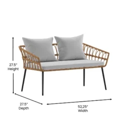 Flash Furniture Evin Boho 4 Piece Indoor/Outdoor Rope Rattan Patio Conversation Set With Tempered Glass Top Coffee Table And Cushions -Flash Furniture GUEST 674bbc76 15cd 4cab 94e3 542405fac9fb