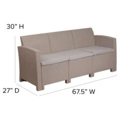 Flash Furniture Faux Rattan Sofa With All-Weather Cushions -Flash Furniture GUEST 67c2e3b0 e7e8 4717 9279 af691c73658e