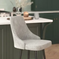 Flash Furniture Commercial Gray LeatherSoft Counter Height Stools With Chrome Accents - 2 Pack -Flash Furniture GUEST 67eed502 7ca7 4237 bd72 4319f2de362b