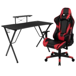 Flash Furniture Gaming Desk And Reclining Gaming Chair Set With Cup Holder, Headphone Hook, And Monitor/Smartphone Stand -Flash Furniture GUEST 6815d124 939a 4e5f be71 3d1f9fa0c351