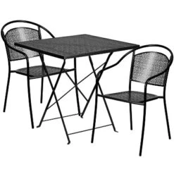 Flash Furniture Oia Commercial Grade 28" Square Indoor-Outdoor Steel Folding Patio Table Set With 2 Round Back Chairs 11 Flash Furniture Oia Commercial Grade 28" Square Indoor-Outdoor Steel Folding Patio Table Set With 2 Round Back Chairs -Flash Furniture GUEST 68c37121 8633 4f06 a77e 574c1e996cf5