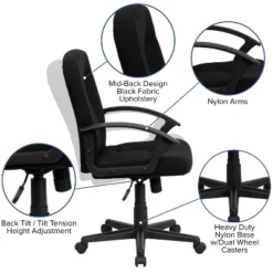 Mid-Back Black Fabric Executive Swivel Office Chair With Nylon Arms Black - Flash Furniture 10 Mid-Back Black Fabric Executive Swivel Office Chair With Nylon Arms Black - Flash Furniture -Flash Furniture GUEST 68dbd1fd 35a4 4e87 b1aa 78b7f5f0c42c