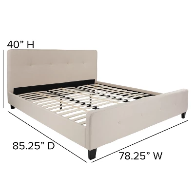 Flash Furniture Tribeca Tufted Upholstered Platform Bed With 10 Inch CertiPUR-US Certified Foam And Pocket Spring Mattress 5 Flash Furniture Tribeca Tufted Upholstered Platform Bed With 10 Inch CertiPUR-US Certified Foam And Pocket Spring Mattress - Image 3