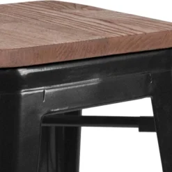 Flash Furniture 30" High Backless Metal Barstool With Square Wood Seat -Flash Furniture GUEST 69304c09 1e46 4f60 a6ad f39e59b94e7f