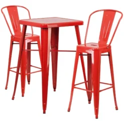 Flash Furniture Commercial Grade 23.75" Square Metal Indoor-Outdoor Bar Table Set With 2 Stools With Backs -Flash Furniture GUEST 6984474b 7bd7 44f5 8c8e 0fda3aa9fd57