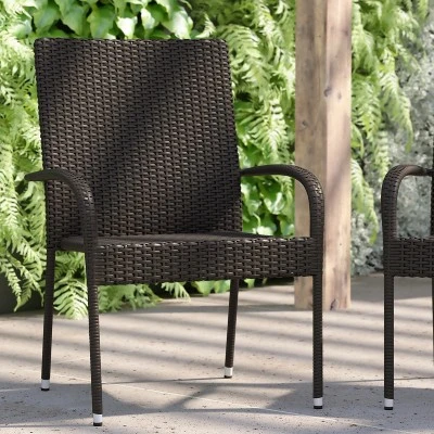 Flash Furniture Maxim Indoor/Outdoor Wicker Dining Chairs With Fade & Weather-Resistant Steel Frames For Patio And Deck 5 Flash Furniture Maxim Indoor/Outdoor Wicker Dining Chairs With Fade & Weather-Resistant Steel Frames For Patio And Deck - Image 3