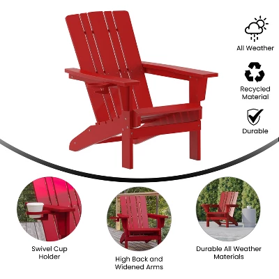Flash Furniture Halifax Adirondack Chair With Cup Holder, Weather Resistant HDPE Adirondack Chair 7 Flash Furniture Halifax Adirondack Chair With Cup Holder, Weather Resistant HDPE Adirondack Chair - Image 5