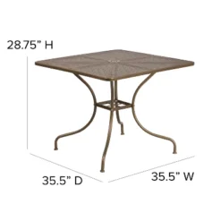 Flash Furniture Oia Commercial Grade 35.5" Square Indoor-Outdoor Steel Patio Table With Umbrella Hole -Flash Furniture GUEST 6c35c0d2 cbcb 4653 9b2d 09c5ecec9fbd