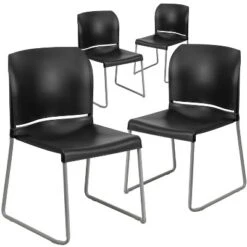 Flash Furniture 4 Pack HERCULES Series 880 Lb. Capacity Full Back Contoured Stack Chair With Powder Coated Sled Base -Flash Furniture GUEST 6d7f1e1a cb70 4ff9 a927 9ea4400fd728