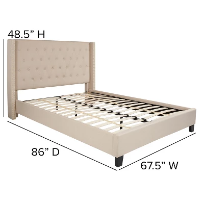 Flash Furniture Riverdale Queen Size Tufted Upholstered Platform Bed In Beige Fabric 4 Flash Furniture Riverdale Queen Size Tufted Upholstered Platform Bed In Beige Fabric - Image 2