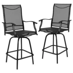 Flash Furniture Valerie Patio Bar Height Stools Set Of 2, All-Weather Textilene Swivel Patio Stools And Deck Chairs With High Back & Armrests -Flash Furniture GUEST 6eb25b71 dafe 4b9b 91e8 1e57fbd550a2