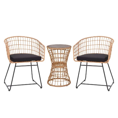 Flash Furniture Devon 3-Piece Patio Bistro Set, Indoor/Outdoor Rattan Rope Chairs, Acacia Wood Top Table & Seat Cushions 14 Flash Furniture Devon 3-Piece Patio Bistro Set, Indoor/Outdoor Rattan Rope Chairs, Acacia Wood Top Table & Seat Cushions - Image 12