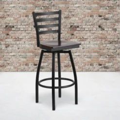 Flash Furniture 14 Flash Furniture Black Ladder Back Swivel Metal Barstool