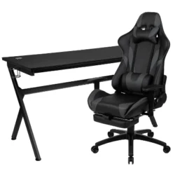 Flash Furniture Gaming Desk And Footrest Reclining Gaming Chair Set - Cup Holder/Headphone Hook/Removable Mouse Pad Top/Wire Management -Flash Furniture GUEST 6f5a5a4b 24c5 4368 b0e3 921e8b3e9038