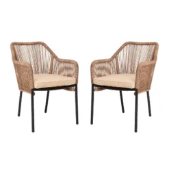 Flash Furniture Kallie Set Of 2 Aluminum Framed Stackable All-Weather Woven Club Chairs With Rounded Arms & Zippered Seat Cushions -Flash Furniture GUEST 6f64f9b1 4522 4623 bd3f b895c8aeedef