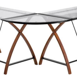 Glass L-Shape Desk With Pull-Out Keyboard Tray - Flash Furniture -Flash Furniture GUEST 70324cd4 c1df 412c 9ad2 e97849140e9d