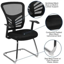 Flash Furniture Black Mesh Side Reception Chair With Chrome Sled Base -Flash Furniture GUEST 704c4a27 392e 478a 847e 4e35356b1571