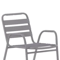 Flash Furniture Lila Commercial Metal Indoor-Outdoor Restaurant Stack Chair With Metal Triple Slat Back And Arms -Flash Furniture GUEST 70d89fa4 9e81 4ecd b6c5 c2995962e6d3