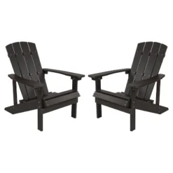 Flash Furniture Set Of 2 Charlestown All-Weather Poly Resin Wood Adirondack Chairs -Flash Furniture GUEST 70dd4901 9a32 485c b91b a1961a623c43